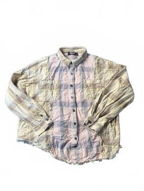 Women’s  Blue B Collection Plaid Button-Up Shirt Medium
